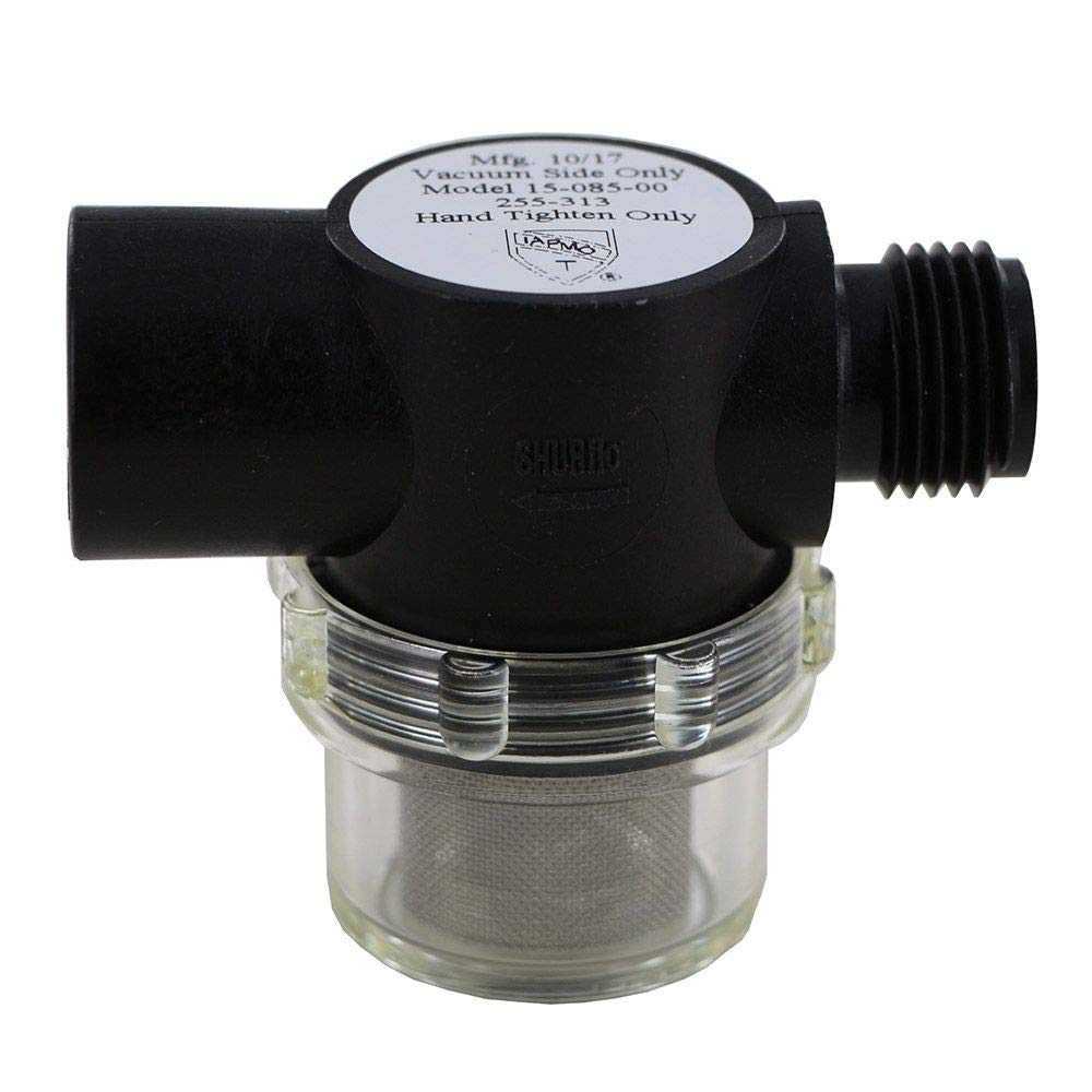 Shurflo 5059-1310-D011 12V Automatic Demand Diaphragm Pump with 255-313 Strainer - 2-Piece Bundle for RV, Marine & Off-Grid Water Systems
