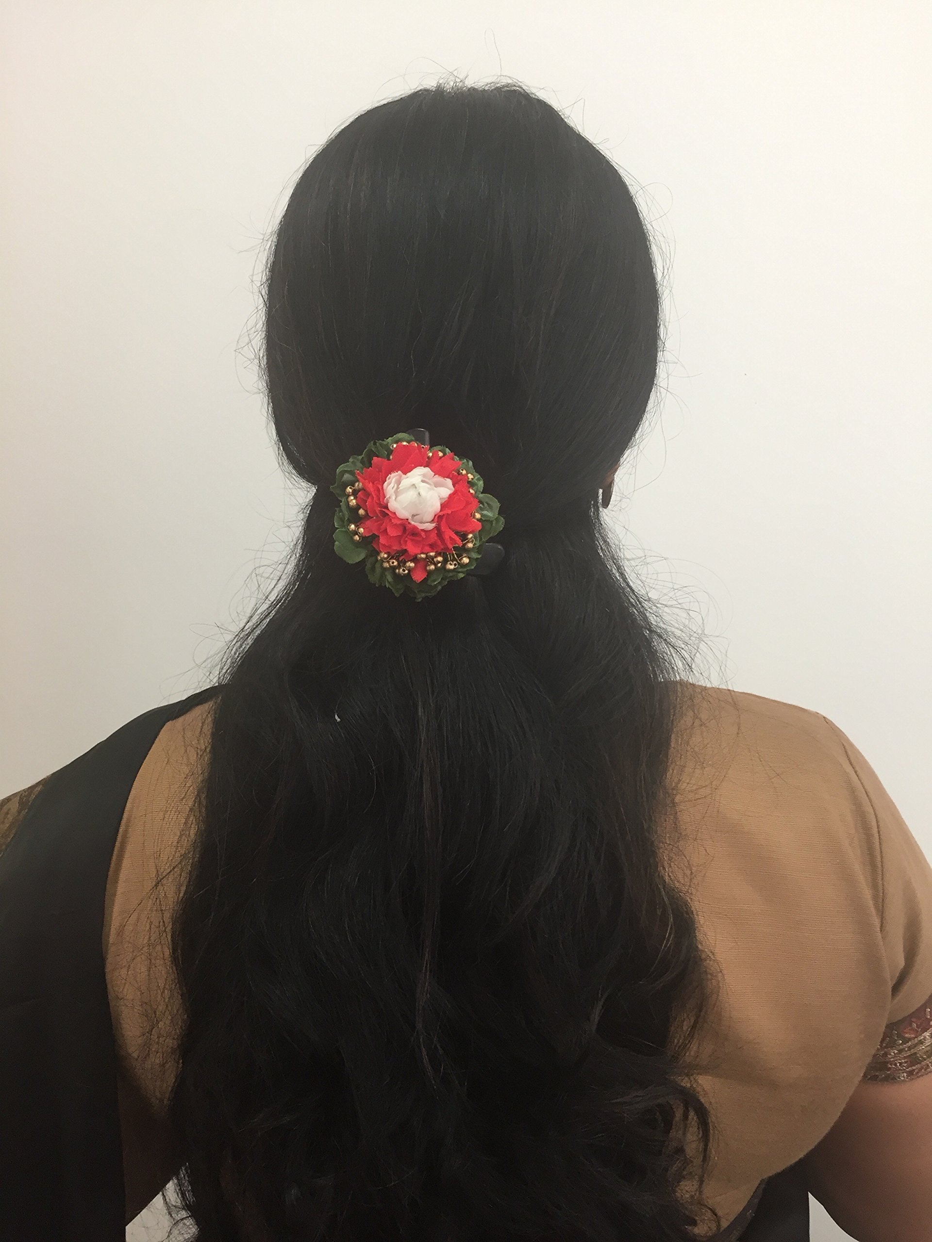 Elegant Red and White Jasmine Hair Clip for Women - Perfect for Weddings, Parties & Everyday Styling