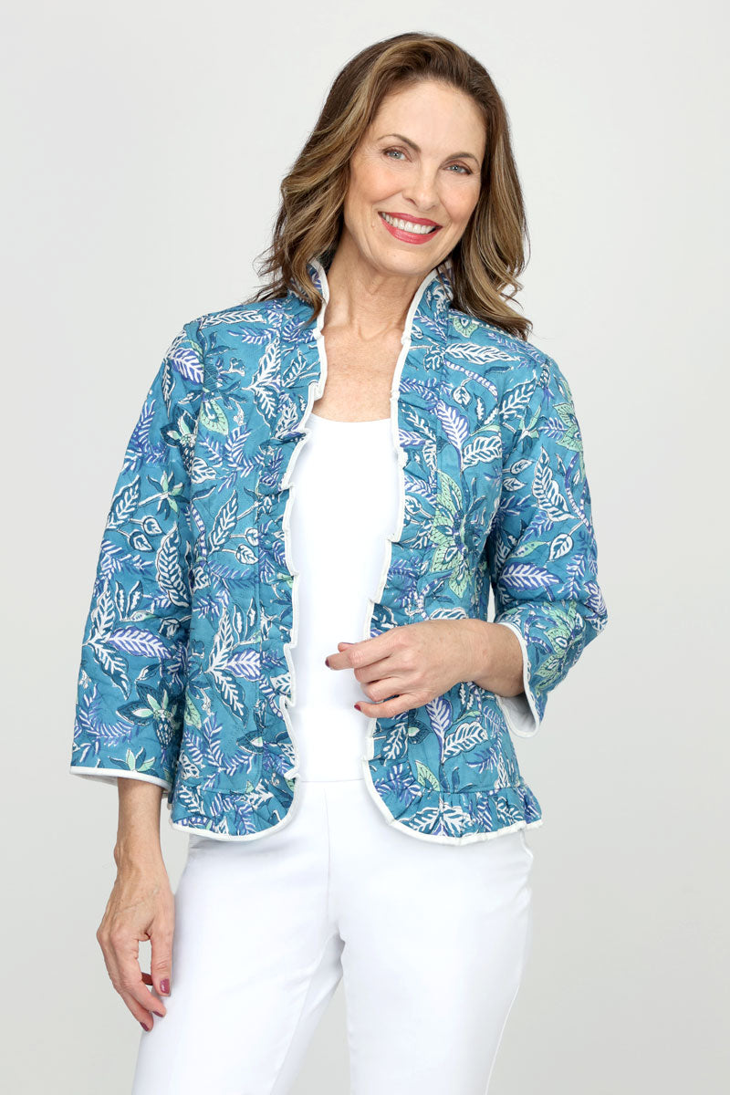 Lolo Luxe Floral Ruffled Open Front Cardigan Jacket for Women - Perfect for Spring Outfits & Date Nights