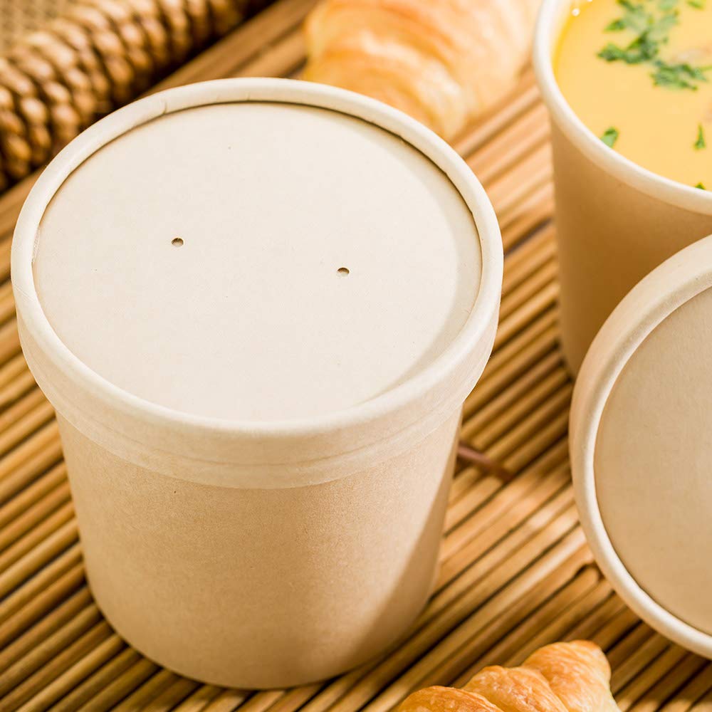 Restaurantware 25-Pack Biodegradable Bamboo Lids for 8oz & 12oz Soup Containers - Microwave Safe, Vented Design for Hot/Cold Foods - Perfect for Takeout, Catering & Food Delivery Services