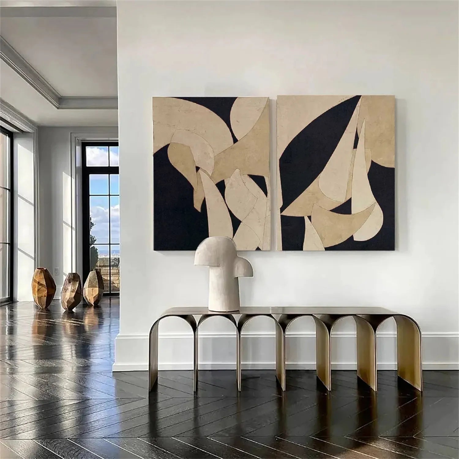 Abstract Tranquility Set of 2 Wall Art Paintings - Modern Minimalist Canvas Prints for Living Room, Bedroom & Office Decor #WS152