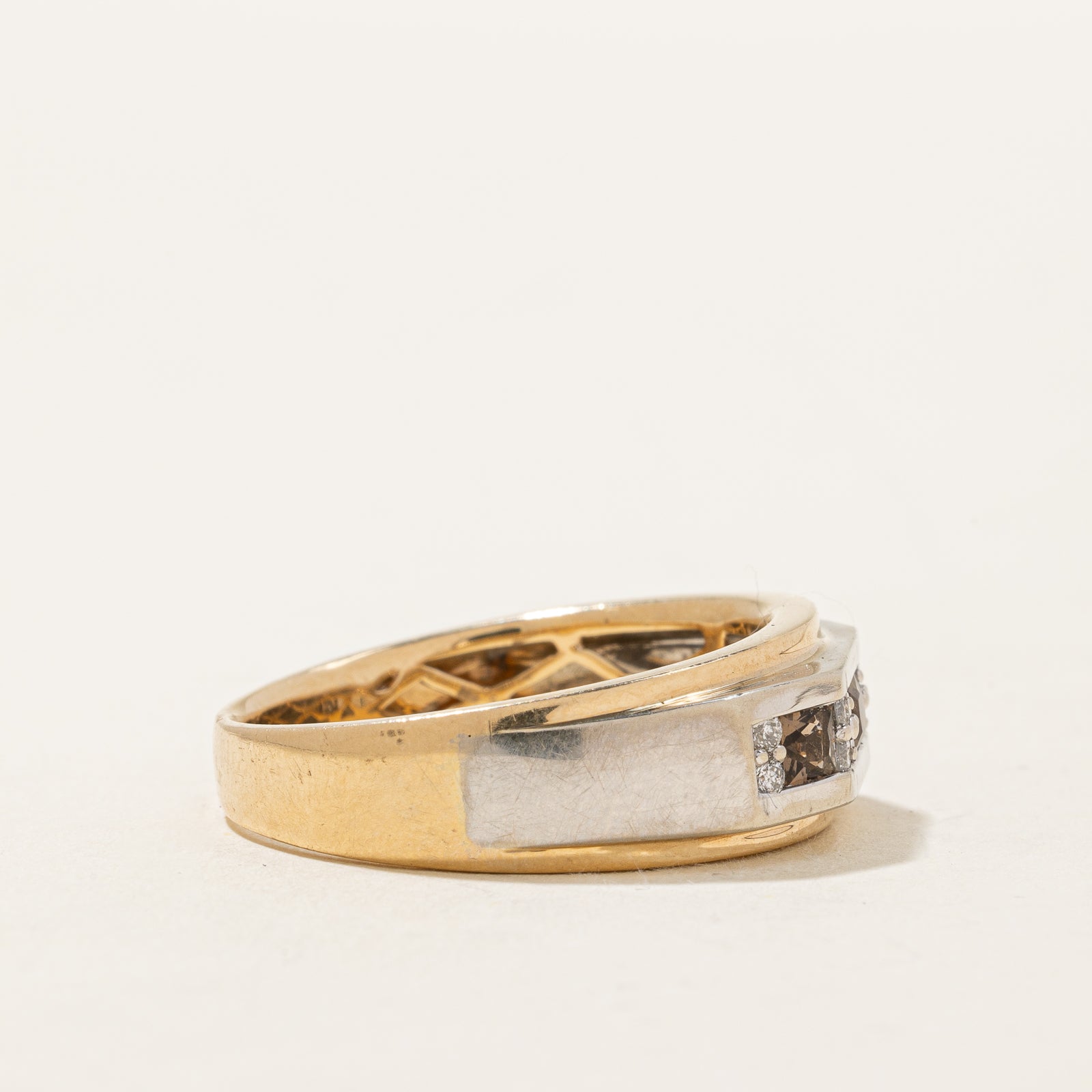 Exquisite Smoky Quartz & Diamond Ring - 0.30ct Center Stone & 0.18ctw Accents - Size 10.5 - Elegant Wedding Band, Anniversary Gift & Everyday Luxury Jewelry for Women