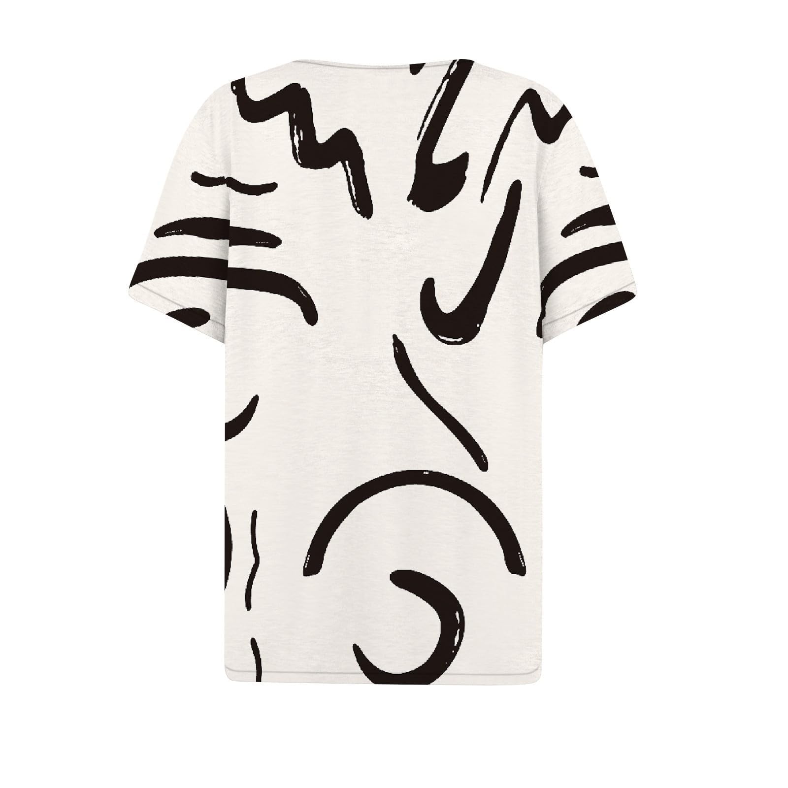 **Women's Cotton T-Shirts - Loose Fit Short Sleeve Summer Tops with Flutter Sleeves & V-Neck Print Blouses | Casual Wear, Beach Outfits, Everyday Comfort**