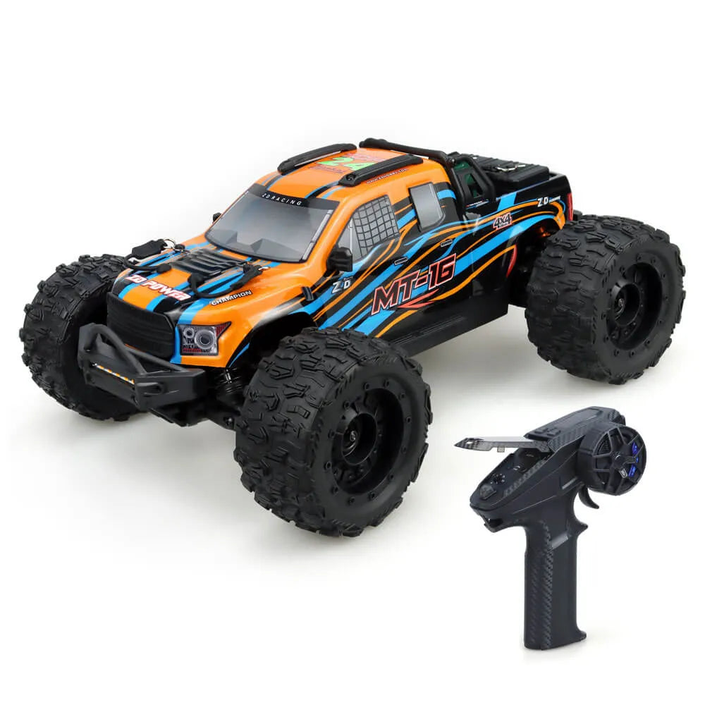 ZD Racing MT16 RTR 1/16 Scale 2.4GHz 4WD Brushless RC Monster Truck - 80km/h High Speed Off-Road Vehicle for Adults & Kids - Perfect for Backyard Racing, Trail Adventures & Off-Road Bashing