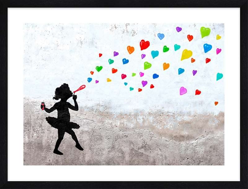 ART PRINT CAFE' – Youth Wall Art, Masterfunk Collective, Love Bubbles Framed Poster with Black Frame – Perfect for Teen Bedroom, Dorm Decor & Gift Ideas