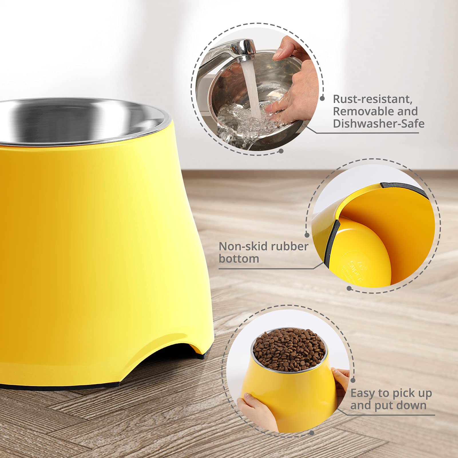 Elevated Dog Bowls for Small & Medium Dogs - Non-Slip Raised Feeder with Stainless Steel Bowl, High Capacity Pet Food Dish - Prevents Neck Strain & Improves Digestion - Perfect for Home, Kitchen, or Outdoor Use