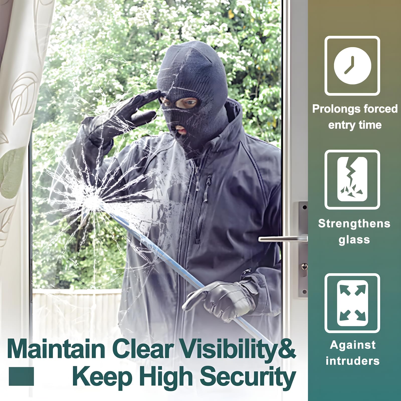 4 Mil Clear Security and Safety Window Film - Shatterproof Anti-Shatter Clear Film for Glass Windows - Ideal for Home, Office, and Commercial Use