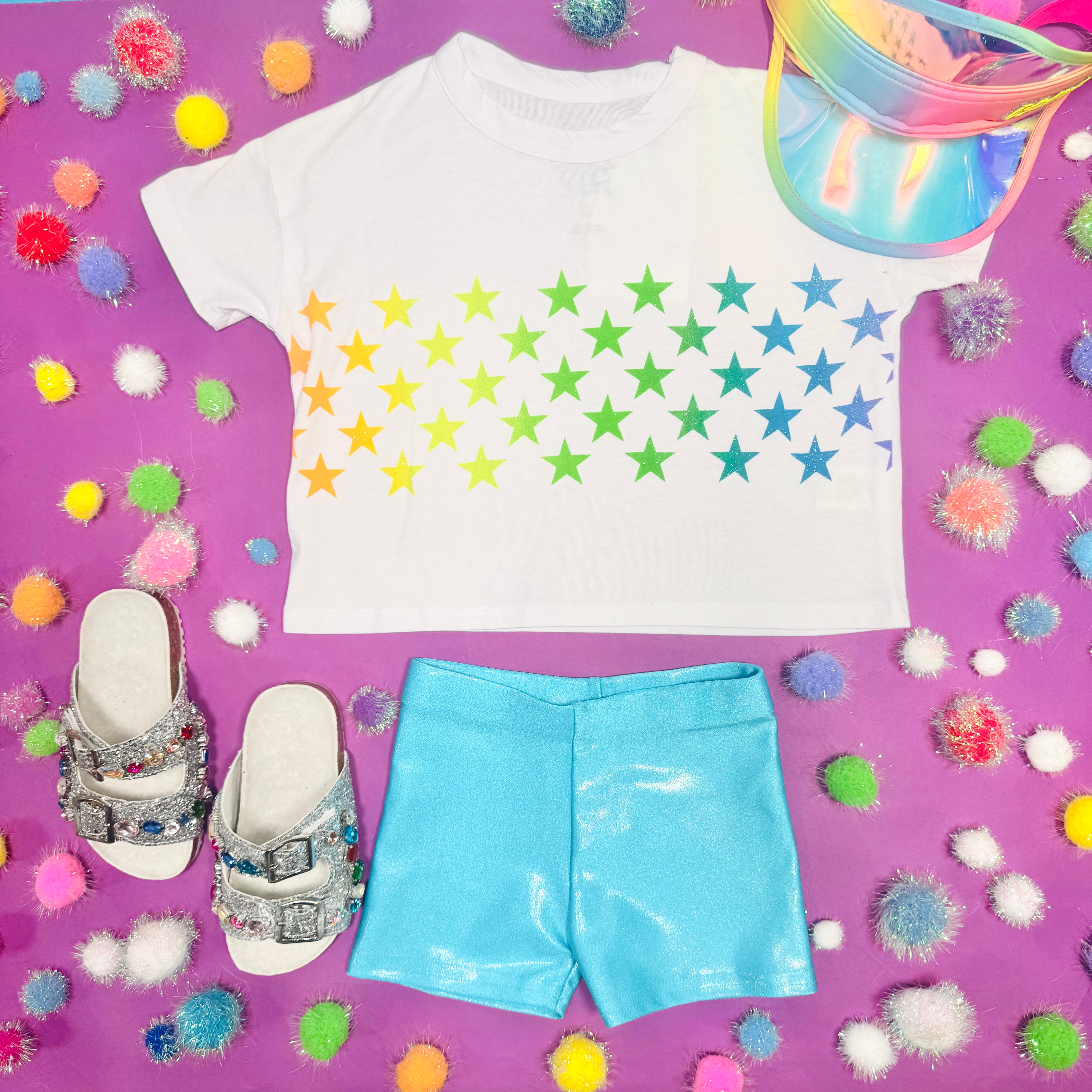 Pastel Glitter Stars T-Shirt for Women - Trendy Graphic Tee for Casual Wear, Parties & Festivals