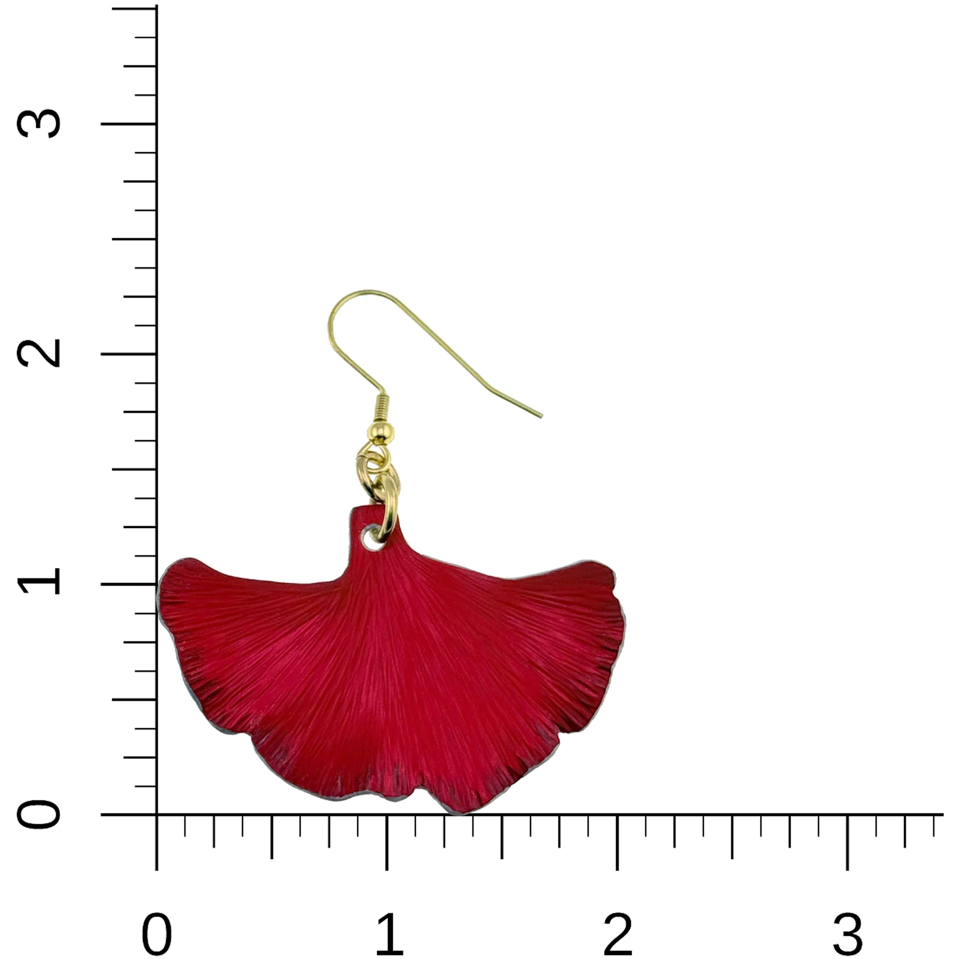 Medium Candy Apple Red Anodized Aluminum Ginkgo Leaf Earrings - Lightweight Dangle Earrings for Women, Nature-Inspired Jewelry Gift for Her - Perfect for Everyday Wear, Parties & Special Occasions