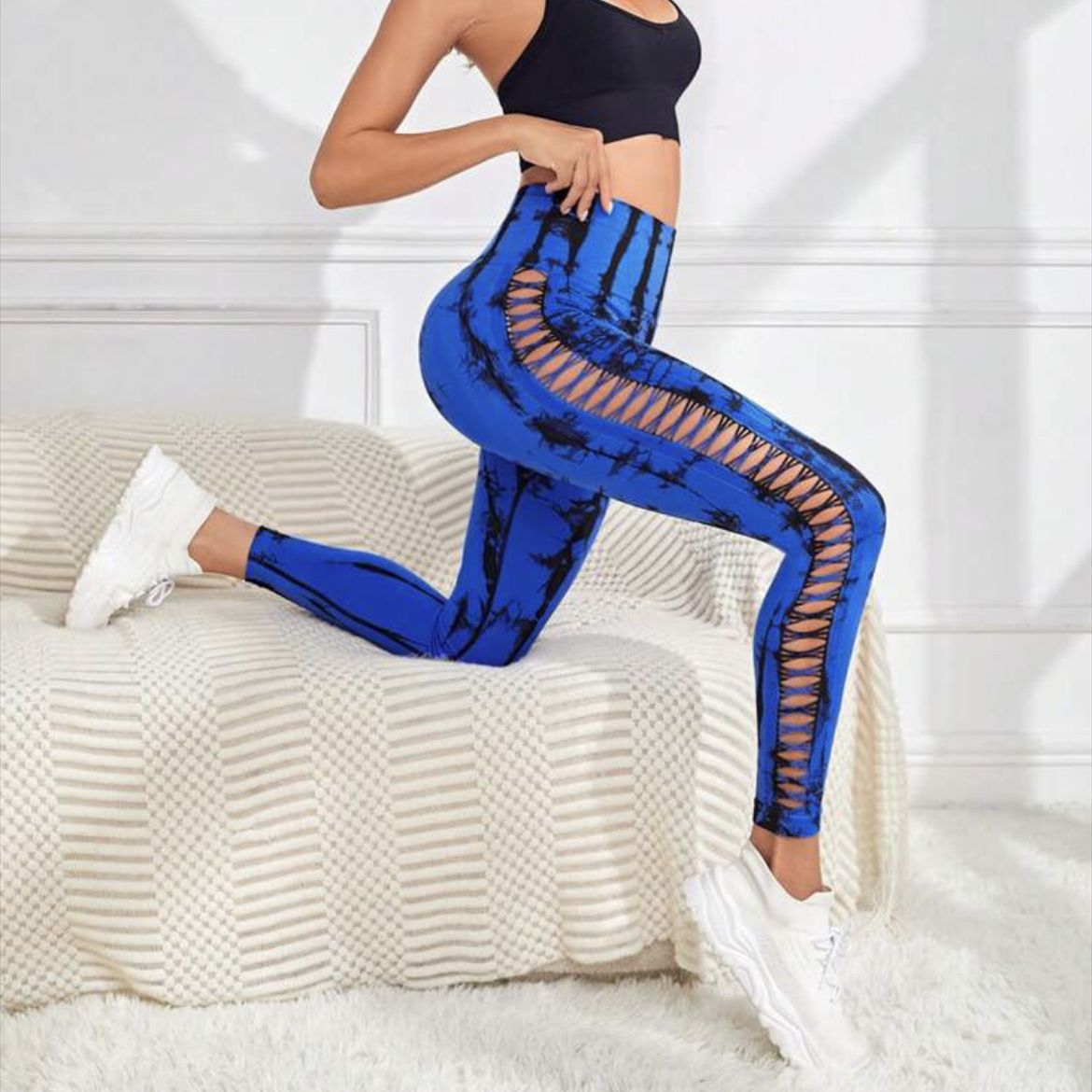 High Waist Hollow Tie-Dye Yoga Pants for Women - Seamless Butt Lifting Workout Leggings, Gym Fitness Running Sports Tights | Perfect for Yoga, Pilates & Lounge Wear
