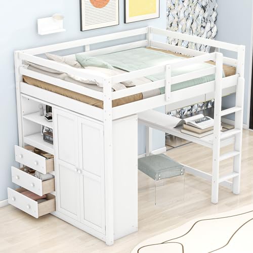 White With Desk & Wardrobe