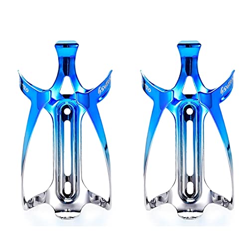 Aluminum Bike Water Bottle Cage - Blue Silver for Road & Electric Bicycles - Easy Install Cycling Accessory