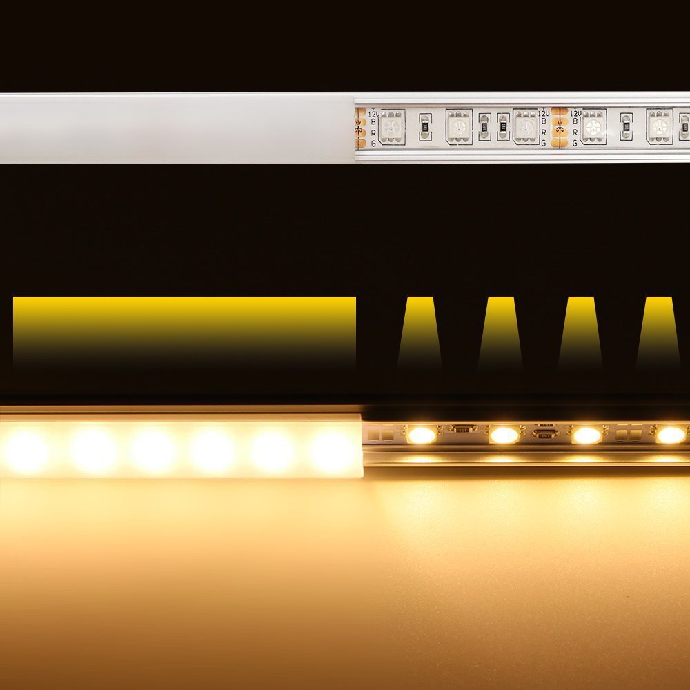 TORCHSTAR 5 Pack 3.3ft/1m Aluminum U-Shape Channel for LED Strip Lights with Arc-Shaped White Cover - Creates Realistic Neon Effect U05 - Perfect for Home, Bar, Restaurant, and Retail Lighting Decor