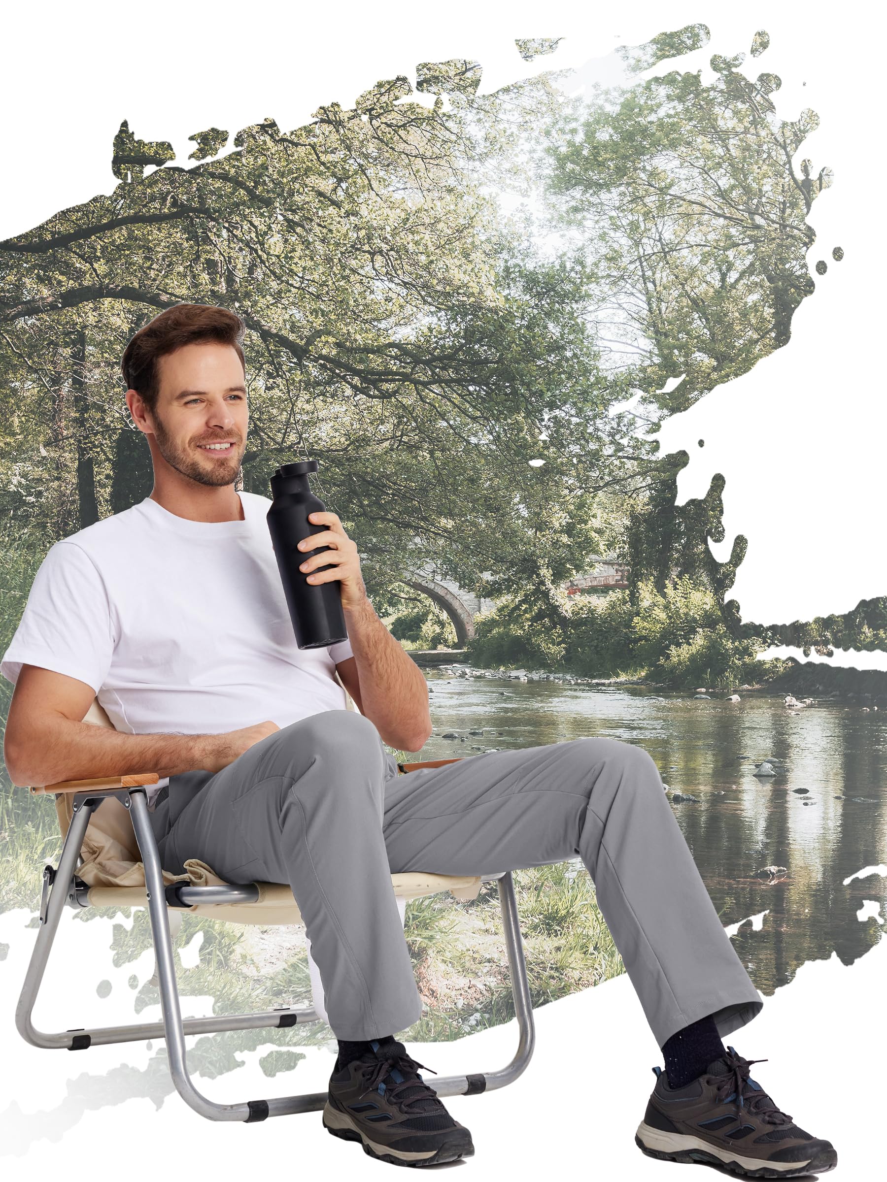 TACVASEN Men's Lightweight Quick-Dry Hiking Pants - Water Resistant Tactical Work Pants with 6 Pockets & Ripstop Fabric for Outdoor Trekking, Camping and Adventure Activities