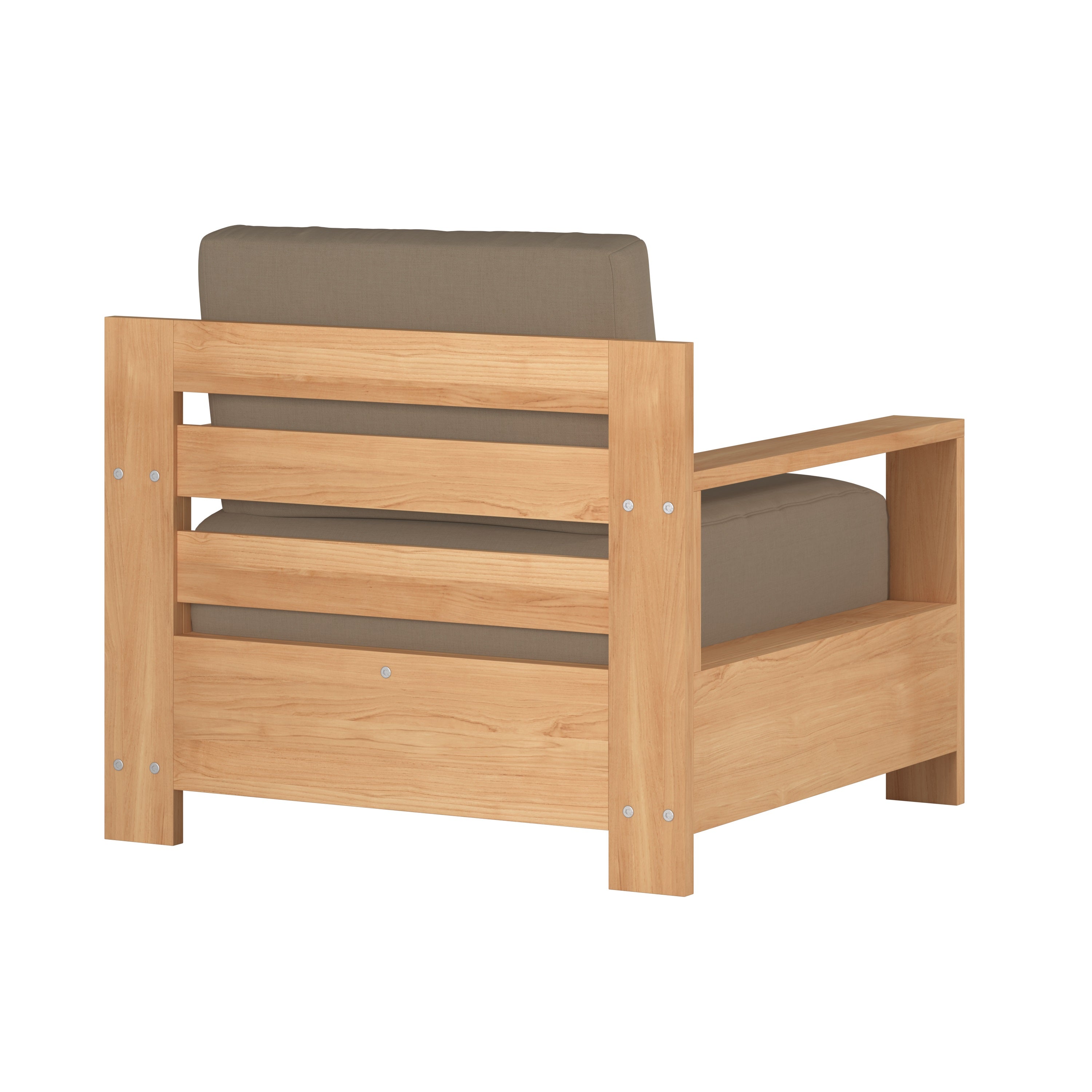 Premium Teak Outdoor Club Chair with Sunbrella Fawn Cushion - Weather-Resistant Patio Furniture for Garden, Poolside & Backyard Relaxation