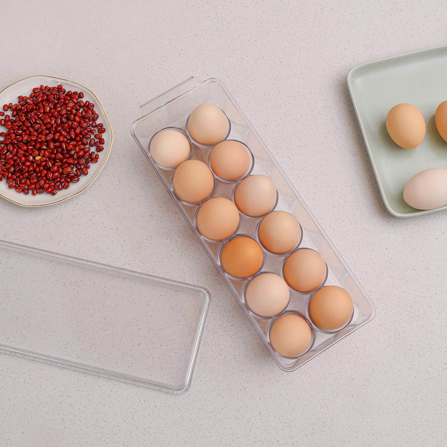 Sooyee 2-Pack Clear Plastic Egg Storage Containers for Refrigerator - Stackable Egg Organizer Bins with Lids Holds 12 Eggs - Perfect for Kitchen Organization, Fridge Storage & Fresh Egg Preservation
