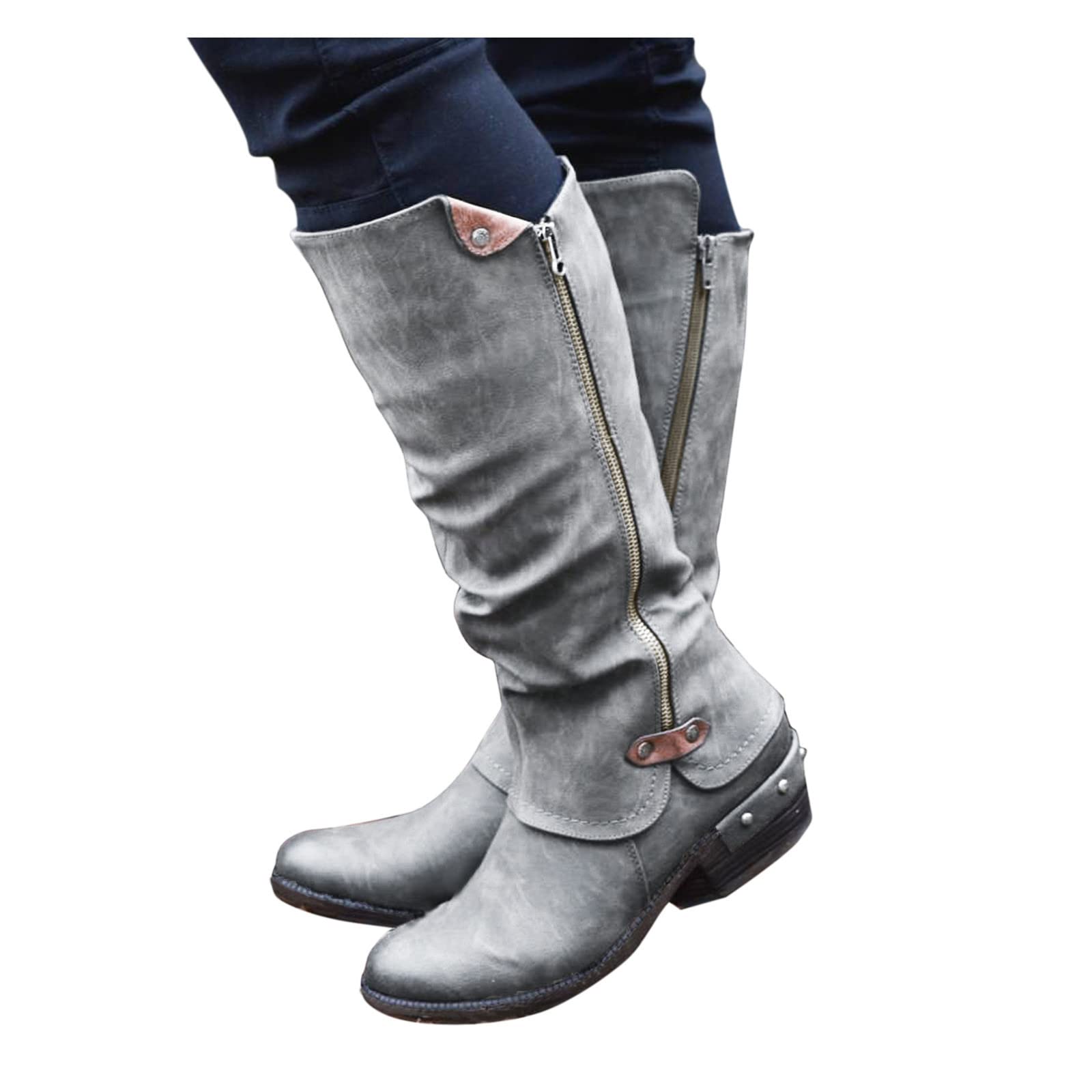 Sexy Women's Knee High Slouchy Boots with Zip Up - Flat Heel Mid Calf Boots for Women | Perfect for Fall Fashion, Date Nights & Office Wear