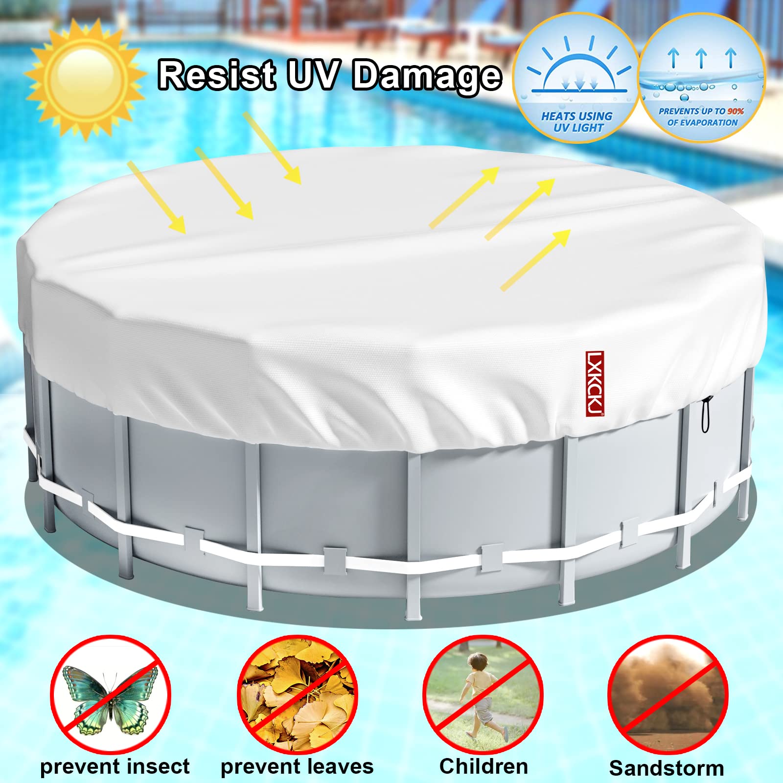 **12 Ft Round Solar Pool Cover for Above Ground Pools – Waterproof & Dustproof Summer Pool Protector with Accessories – Ideal for Hot Tubs & Outdoor Use (Silver)**    *Perfect for keeping pools clean, reducing evaporation, and maintaining water temperature during summer.*
