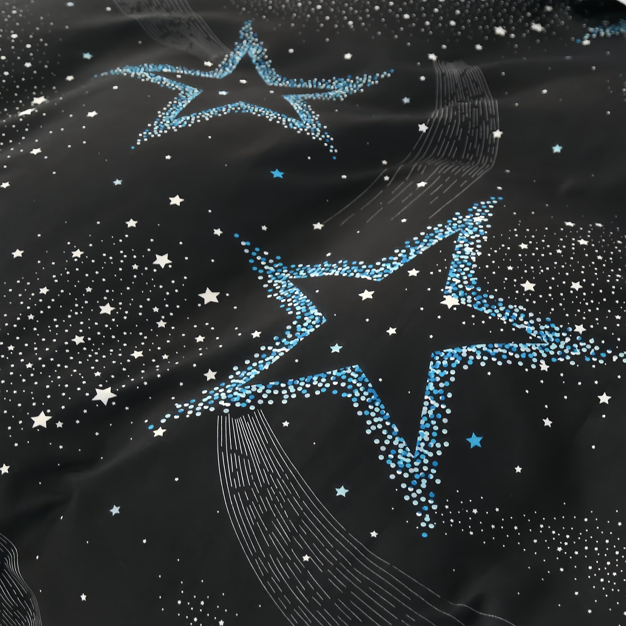 SDY 3PCS Star Duvet Cover Set Queen Size - Black Galaxy Space Themed Reversible Zipper Bedding for Kids, Teens & Adults - Perfect for Kids' Rooms, Dorm Decor & Space-Themed Bedrooms