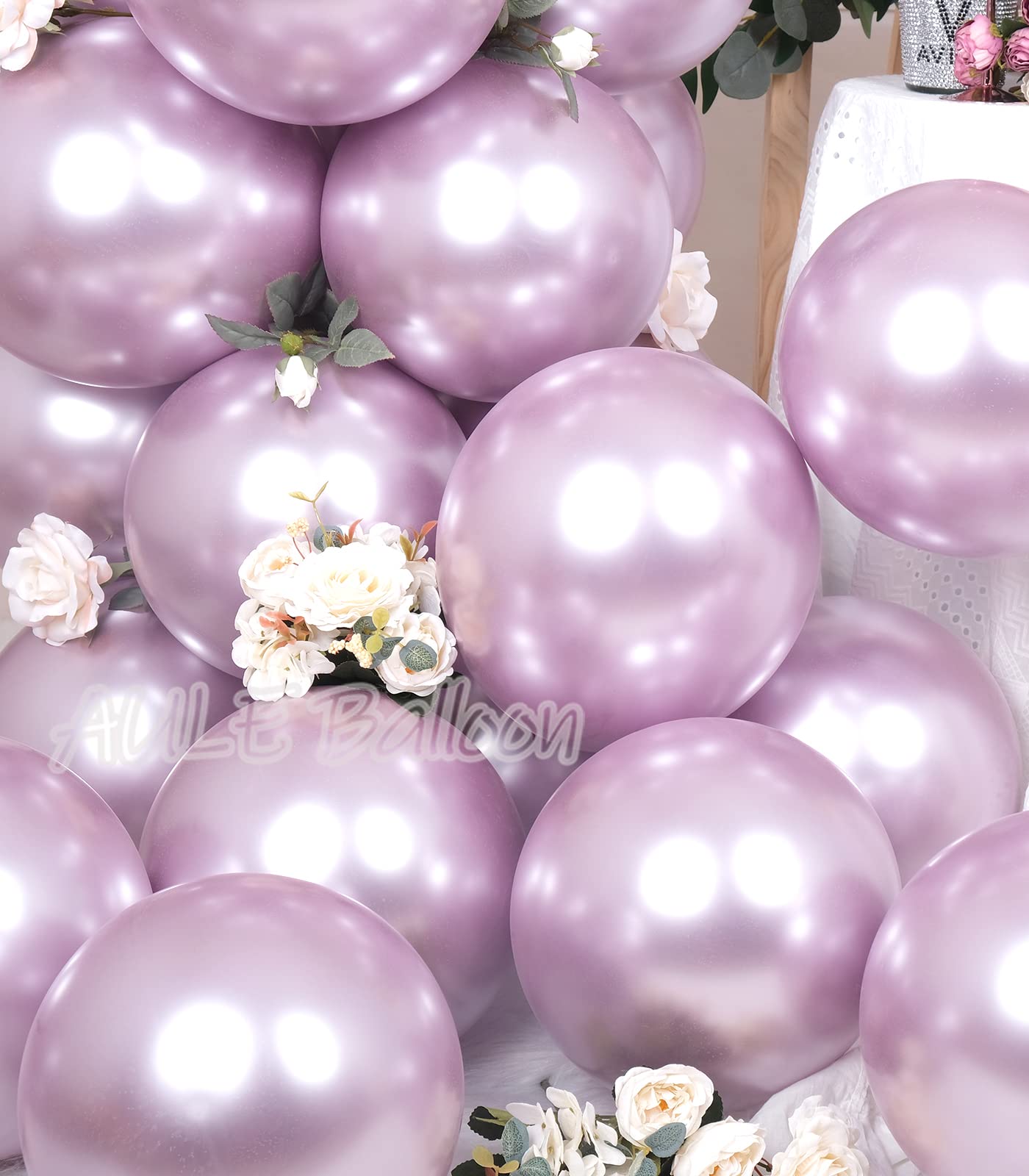 50 Pcs 12 Inch Metallic Light Purple Latex Balloons - Chrome Lavender & Lilac Helium Balloons for Birthday, Graduation, Gender Reveal Party Decorations - Perfect for Indoor/Outdoor Celebrations, Baby Showers & Wedding Decor