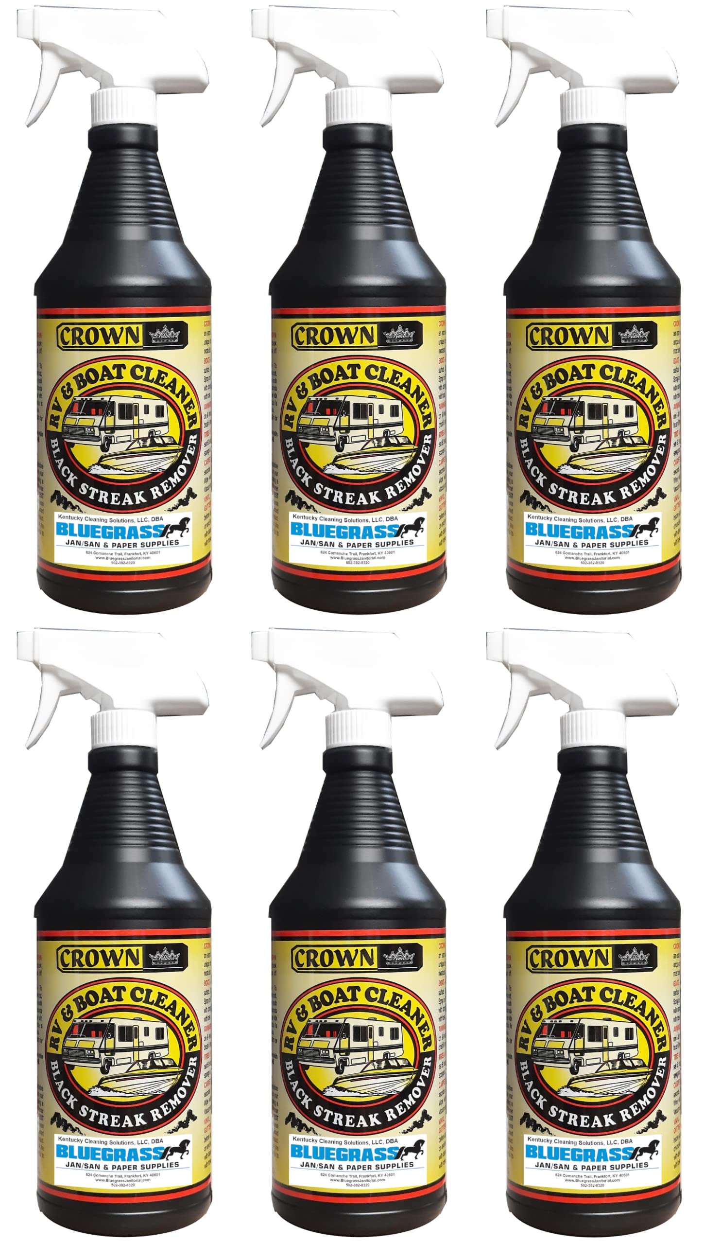 Premium Crown RV & Boat Cleaner 6-Pack (32 fl. oz Spray Bottles) – Fast 15-Second Cleaning Formula for Marine & RV Surfaces – Ideal for Boats, Yachts, Trailers & Campers