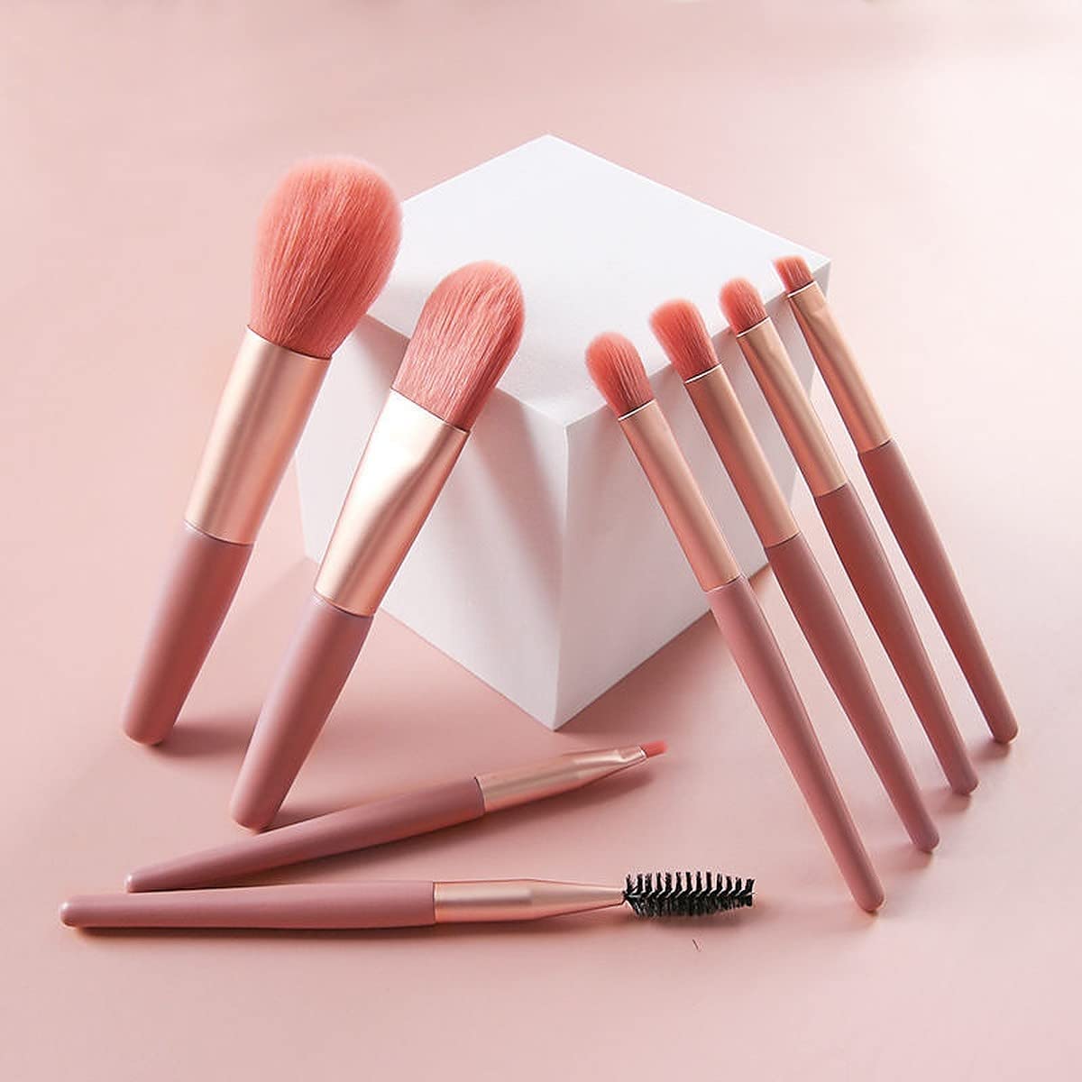 8-Piece Professional Makeup Brush Set - Synthetic Bristle Foundation, Eyeshadow, Blush & Powder Brushes with PU Travel Case | Perfect for Everyday Makeup & On-the-Go Touch Ups