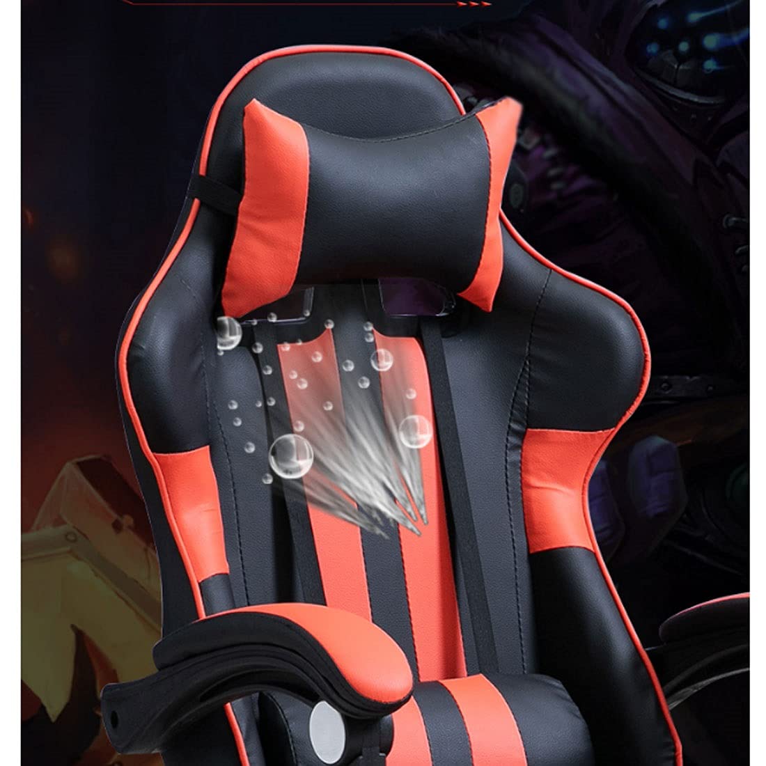 Ergonomic Gaming Chair with Footrest - High Back PU Leather Computer Office Chair for Home & Work, Adjustable Racing Style Video Game Chair (White) - Perfect for PC Gaming, Streaming & Long Work Sessions