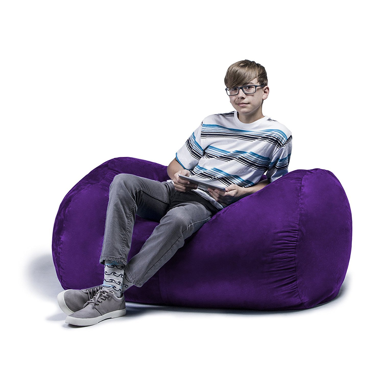 Jaxx Sofa Saxx Bean Bag Lounger - 4-Feet Oversized Bean Bag Chair for Adults & Teens - Grape Purple - Perfect for Living Room, Game Room & Dorm Relaxation