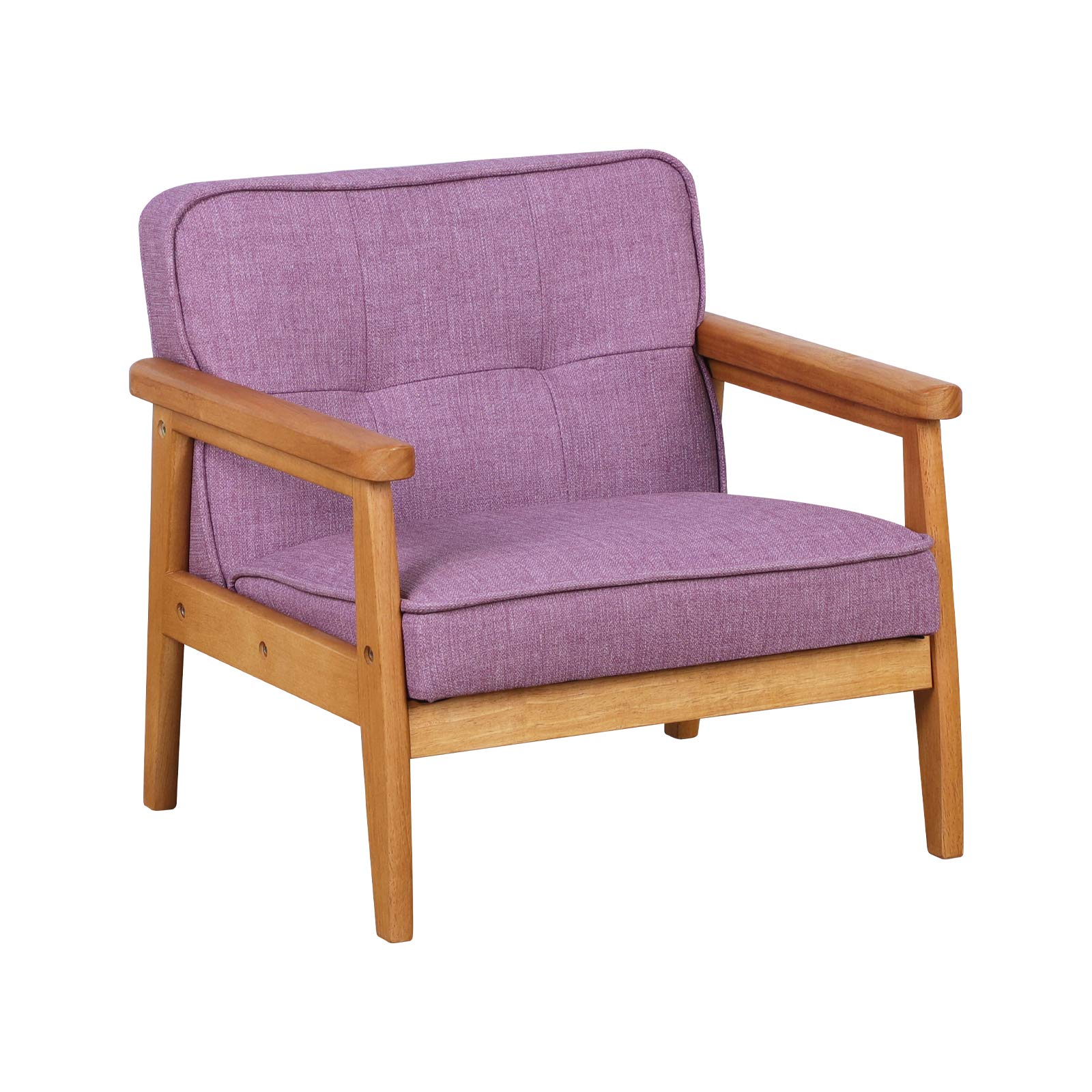 BabyLand Toddler Chair - Solid Wood Kids Sofa with Soft Linen Fabric, Light Purple - Perfect for Playroom, Nursery, or Birthday Gift for Boys & Girls