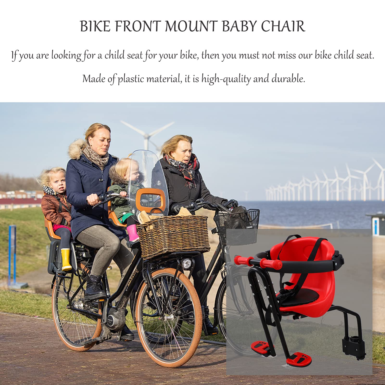 BESPORTBLE 1pc Mountain Bike Child Seat - Safe & Comfortable Baby Bike Carrier for Kids & Infants - Front Mount & Rear Strap Installation - Perfect for Family Cycling, Outdoor Adventures & Commuting