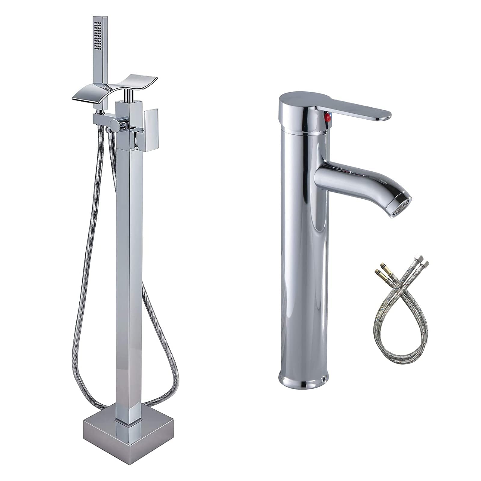 Freestanding Waterfall Tub Faucet - Single Handle Modern Design for Bathroom Luxury