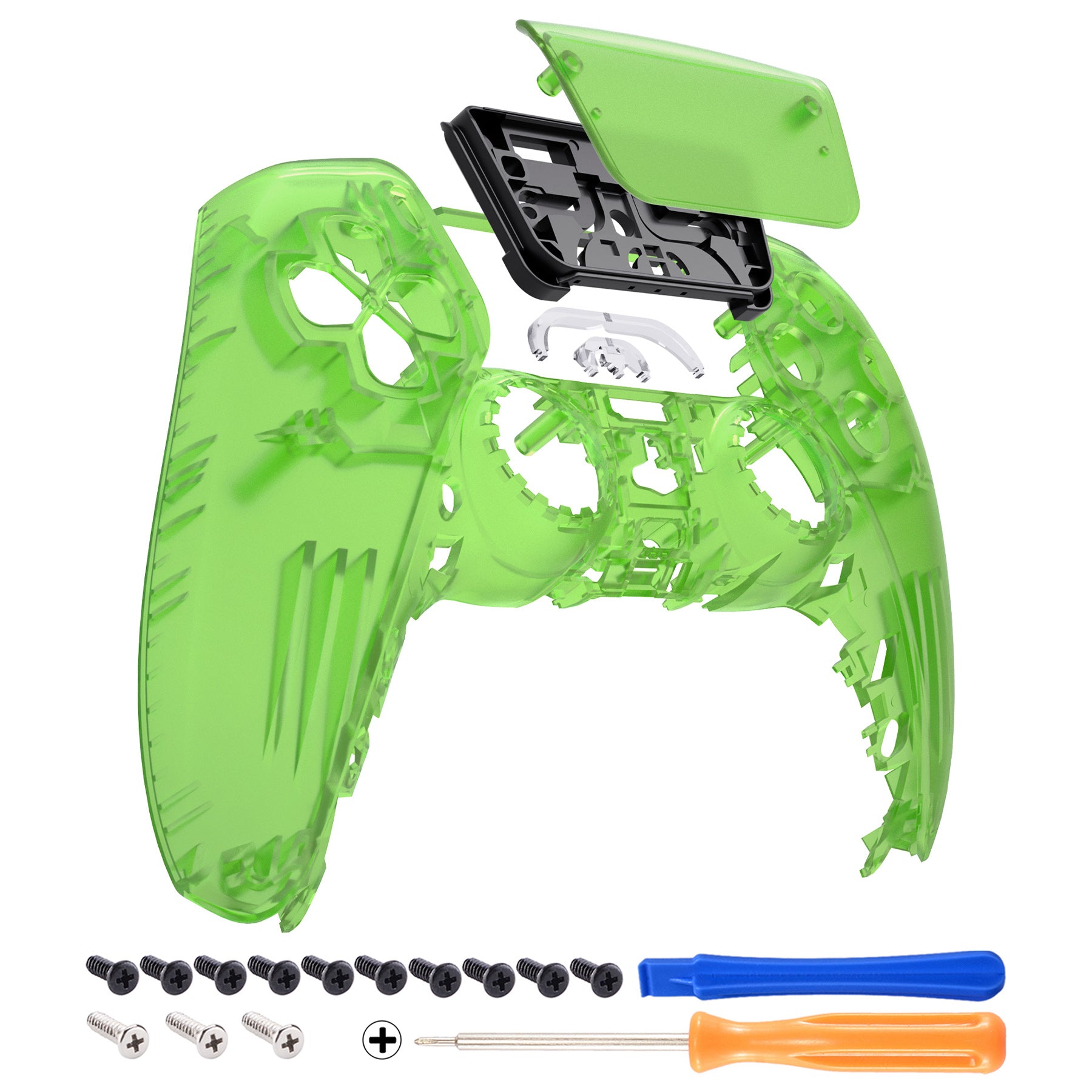 eXtremeRate Clear Green Touchpad Front Housing Shell for PS5 Controller BDM-010/020/030/040/050 - DIY Replacement Shell & Custom Touch Pad Cover (ZPFM5003G3) - Perfect for Gaming Enthusiasts & Custom PS5 Controller Mods