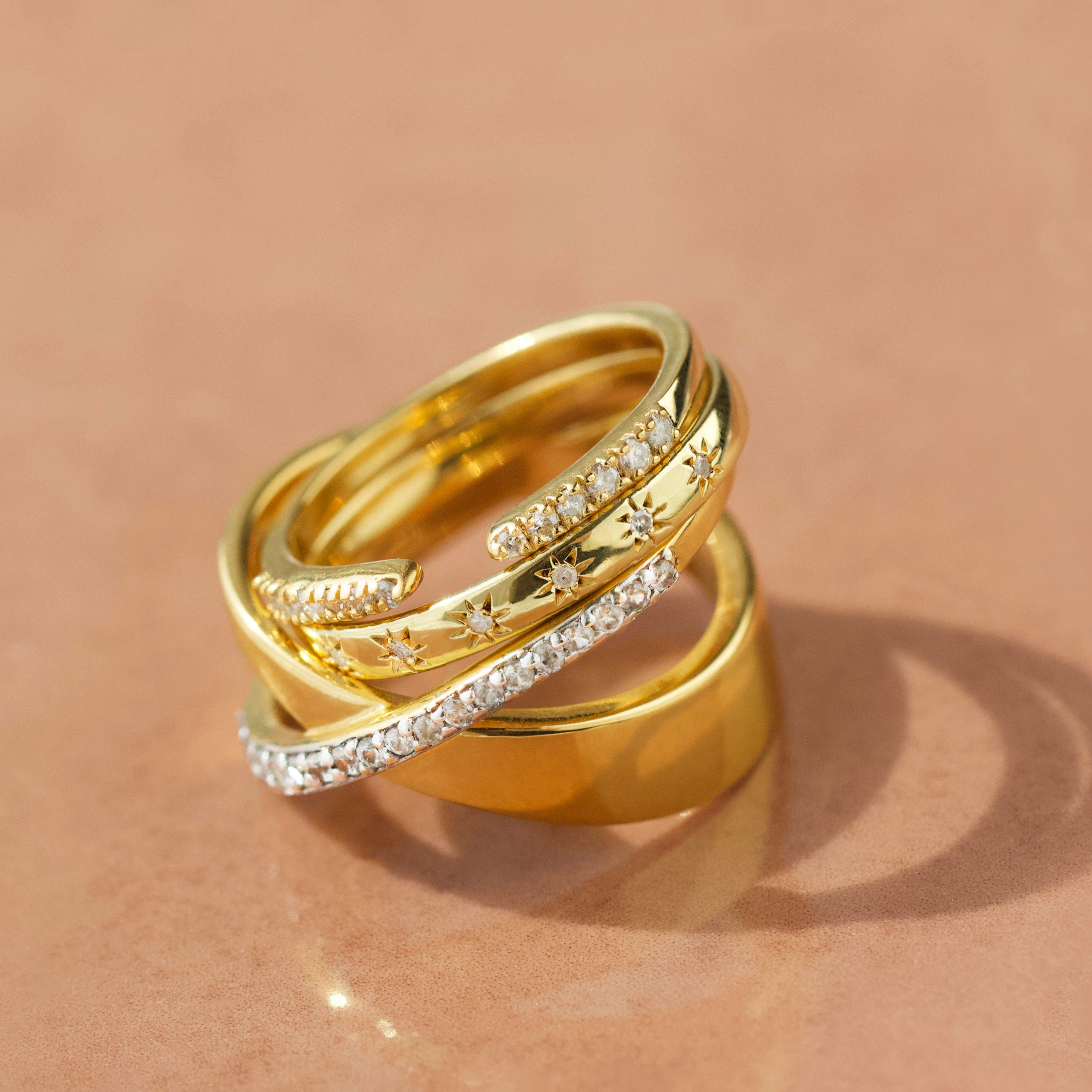 Cosmic Double Wrap Ring for Women - Elegant Stackable Boho Jewelry - Perfect for Layering & Everyday Wear