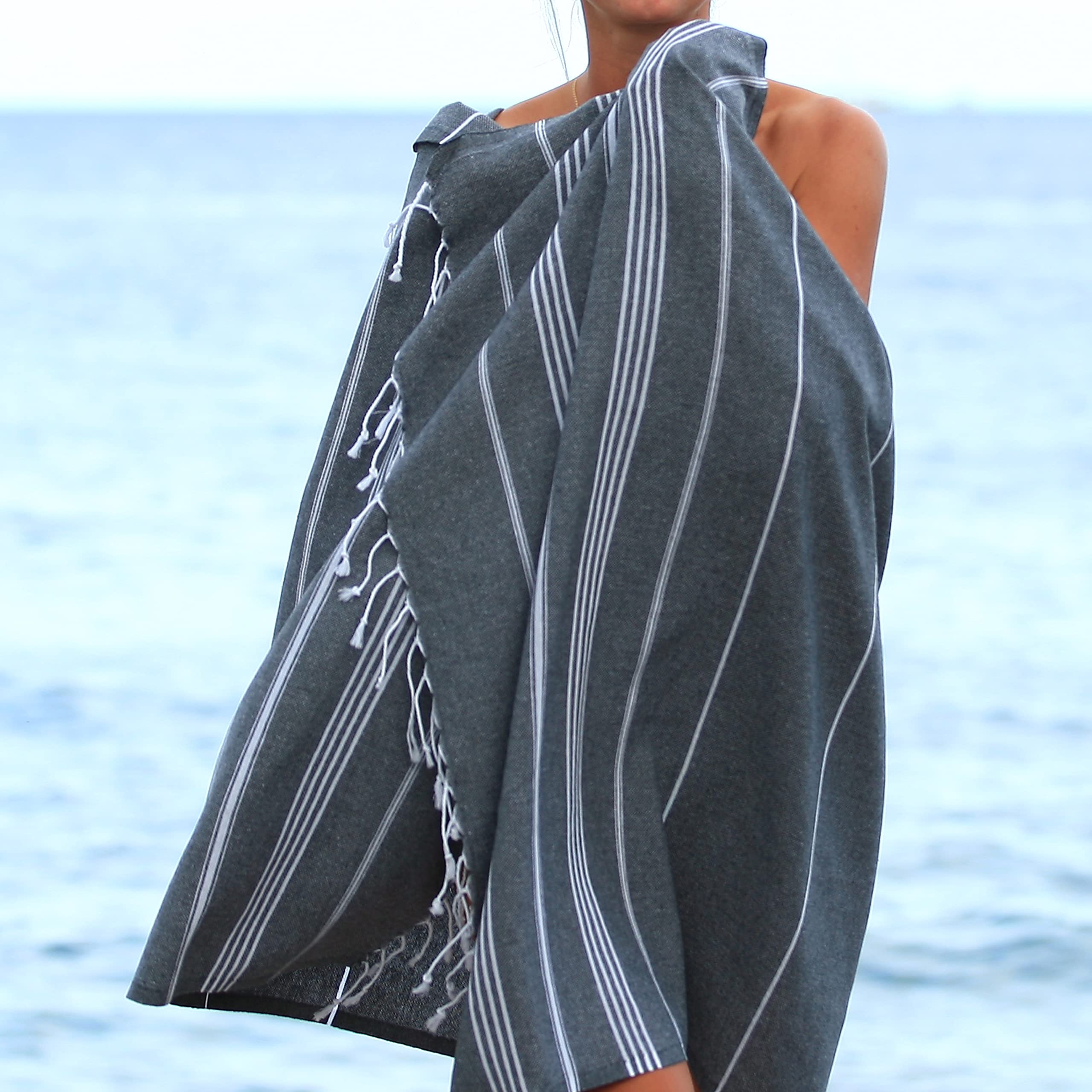 East'N Blue Lina Peshtemal Turkish Cotton Beach Towels - Lightweight, Quick-Dry, Soft & Absorbent Oversized Towel for Beach, Pool, Gym, Travel - 100% Cotton Large Bath Towel - Perfect for Yoga, Picnics, Spa Days and Summer Vacations