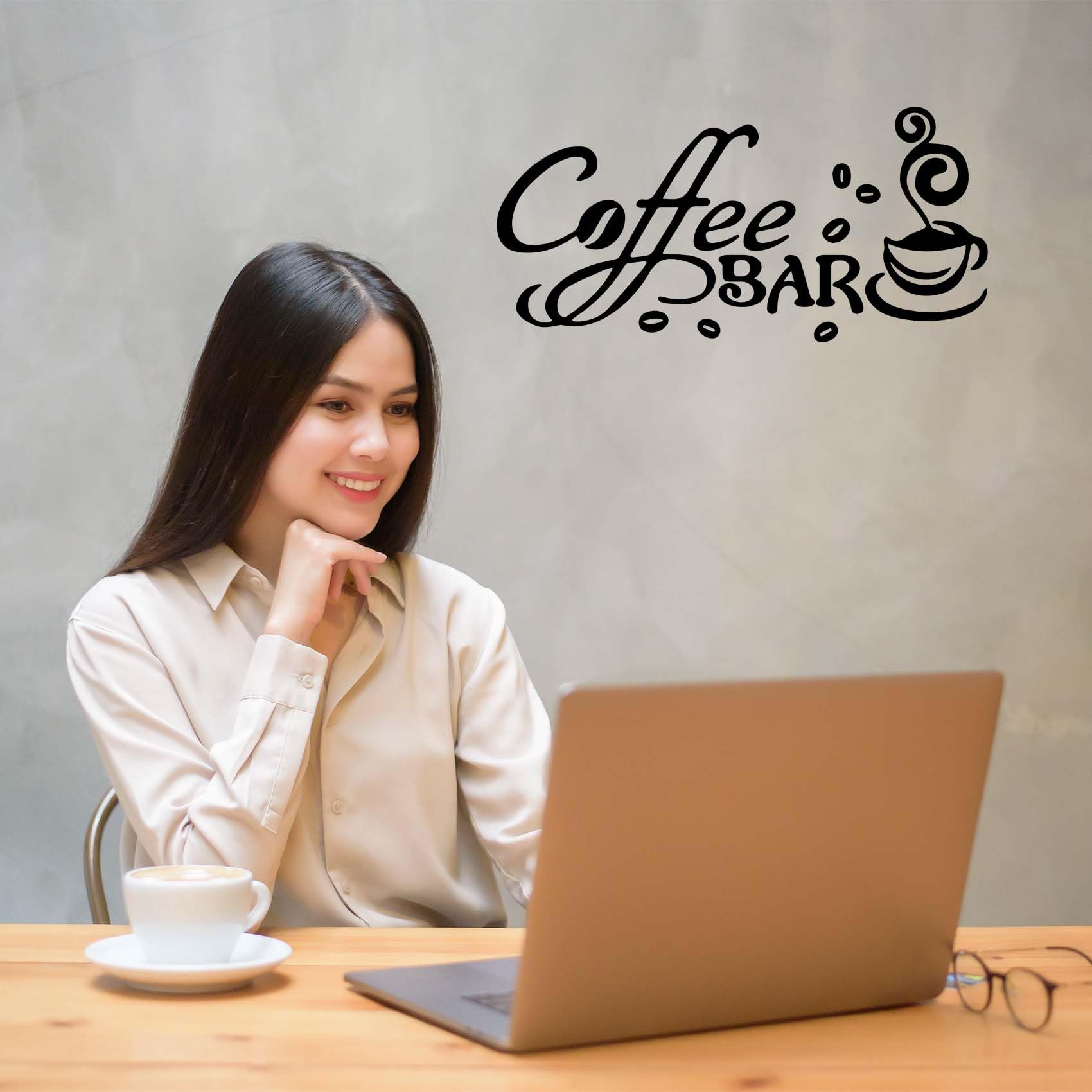 Vinyl Coffee Bar Wall Decals - Coffee Station Decor Stickers for Kitchen, Restaurant & Office - 50x24cm Cafe Wall Art - Perfect for Coffee Shops, Pubs & Home Bar Decor