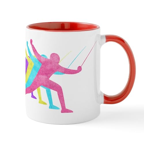 White/Red Inside - Fencing. 80S Rainbow Colors. Mugs