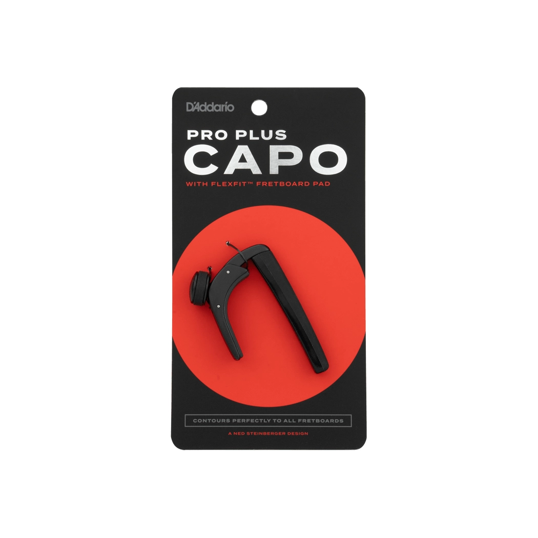 D'Addario Pro Plus Capo - Premium Guitar Capo for Acoustic & Electric Guitars - Black - Perfect for Live Performances, Studio Recording & Practice