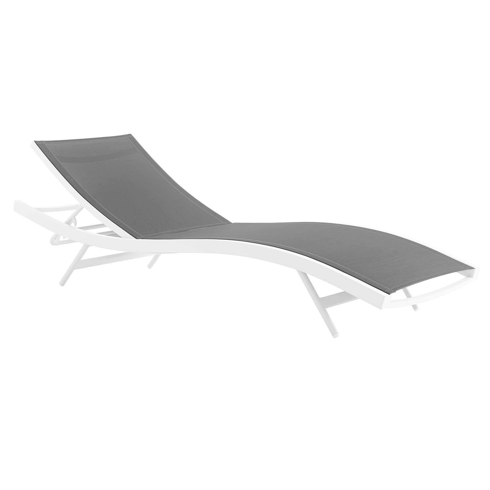 Modern Outdoor Patio Lounge Chair - Lightweight Aluminum Chaise with White & Gray Finish - Perfect for Balcony, Garden, Poolside & Backyard Relaxation