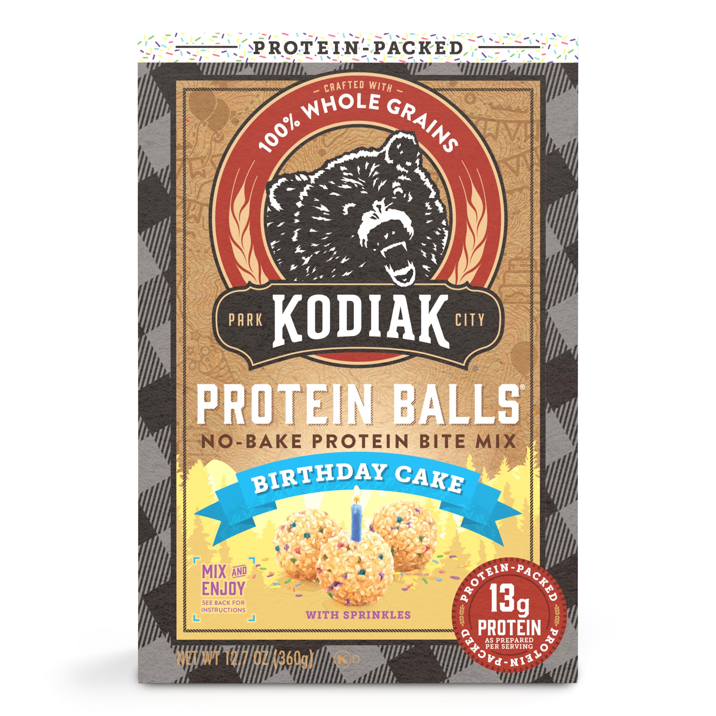 Kodiak Cakes Oatmeal Protein Ball Mix - Birthday Cake Flavor, High Protein Snack, 100% Whole Grains, Pack of 6 | Perfect for Healthy Breakfast, Post-Workout Fuel & On-the-Go Energy Boost