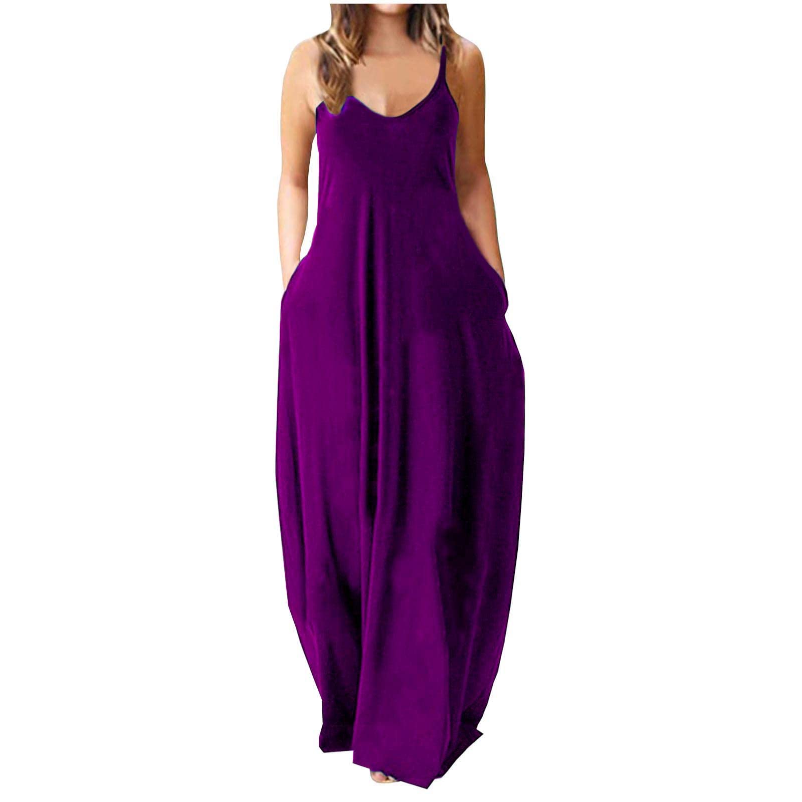 Women's Summer Maxi Dress - Beach Casual Sleeveless V-Neck Mid-Waist Long Dress | Perfect for Vacations, Pool Parties & Summer Outings