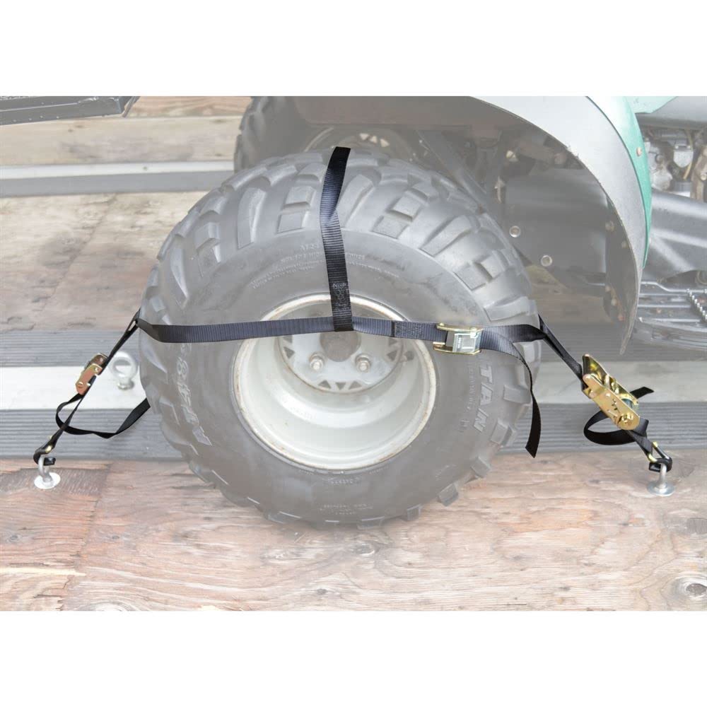 Rage Powersports 4-Pack Heavy Duty ATV/UTV Wheel Anchor Ratchet Tie Down Straps - Secure Transport for Off-Road Vehicles, Motorcycles & Trailers - Ideal for Hauling, Towing & Off-Road Adventures