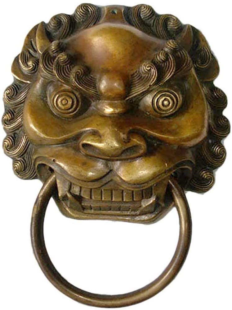 Lions Door Knocker - Solid Brass Front Door Hardware with Bronze Finish | Vintage Style Door & Gate Handle for Home Entryway | Perfect for Gothic, Medieval, or Classic Home Decor