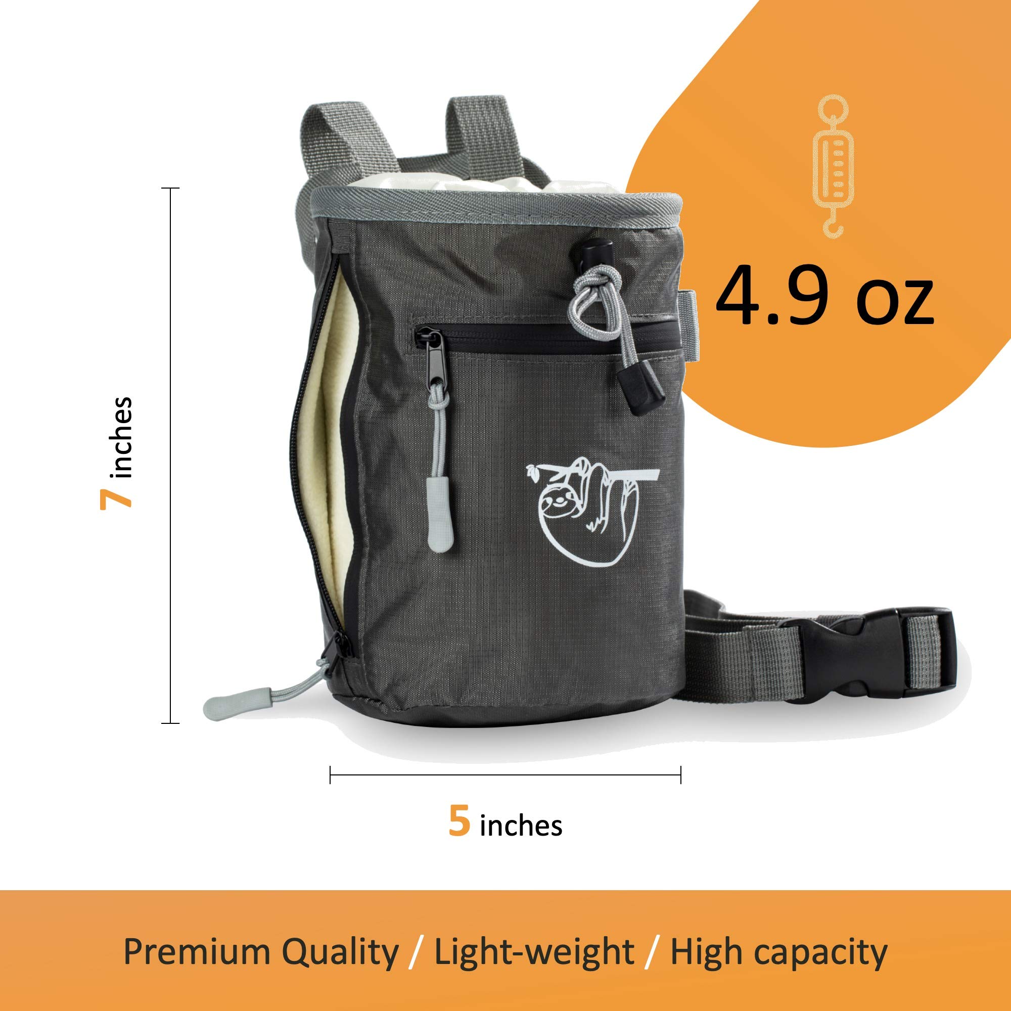 Premium Rock Climbing Chalk Bag with 2 Large Zipper Pockets - Ideal for Bouldering, Gym Weightlifting & Outdoor Climbing - Durable Chalk Holder for Sports Enthusiasts - Perfect Gift for Climbers and Fitness Lovers