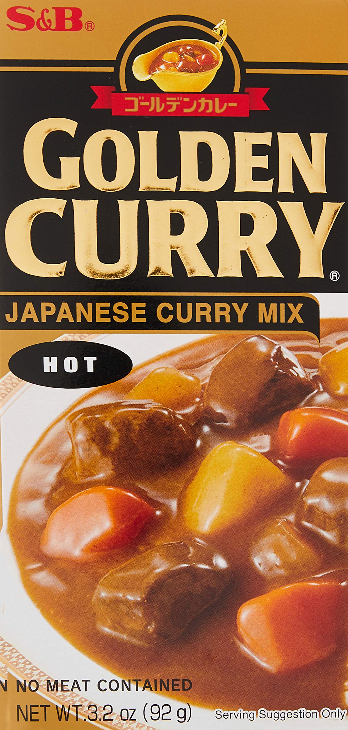 S&B Golden Curry Sauce Mix - Hot & Spicy Japanese Curry (3.2 oz) - Perfect for Rice, Noodles & Home Cooking