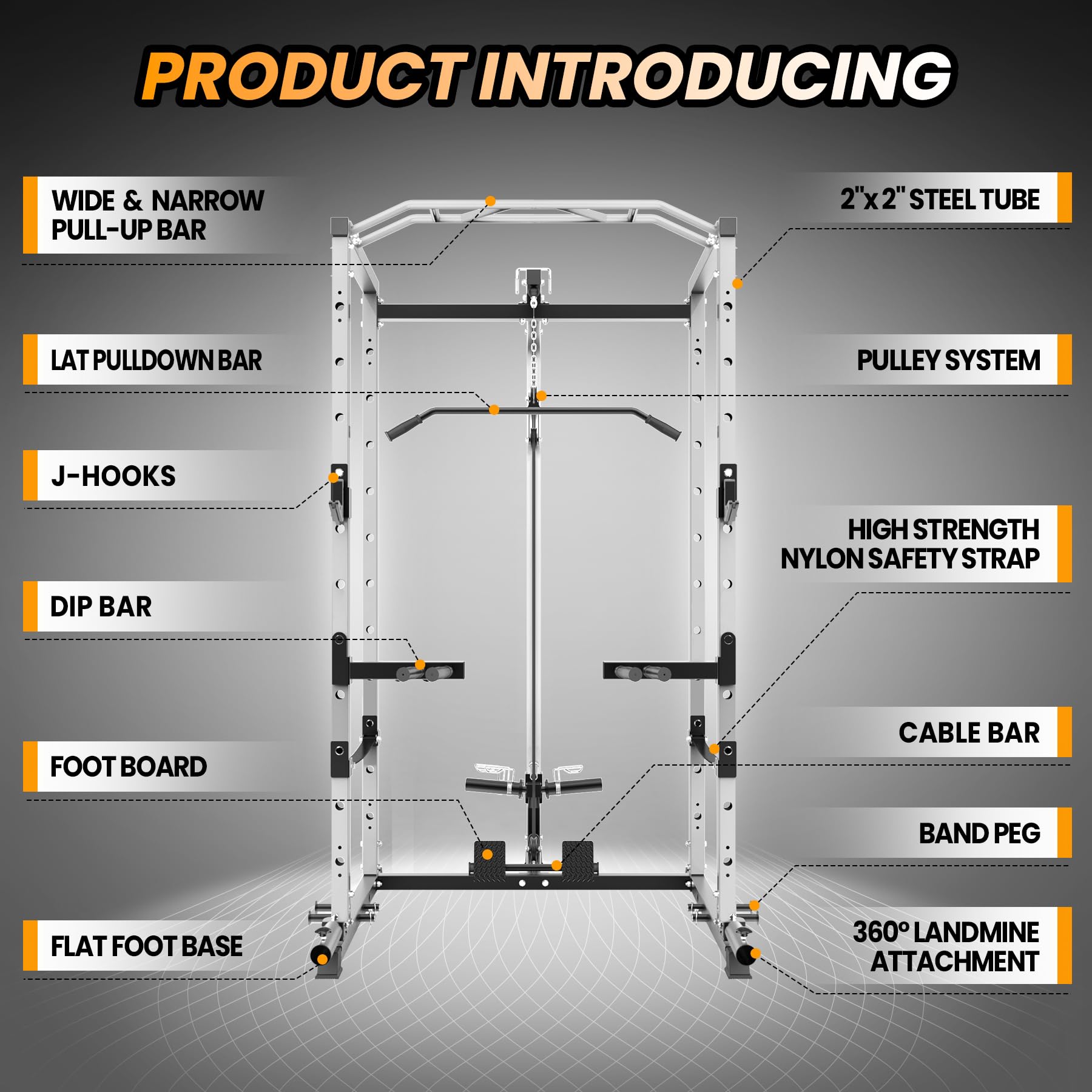 **1600LBS Power Cage Squat Rack with Dip Bar & Cable Pulley System - Heavy Duty Stainless Steel Home Gym Equipment for Strength Training & Weightlifting**    *(Perfect for Home Workouts, CrossFit, Powerlifting & Full-Body Exercises)*