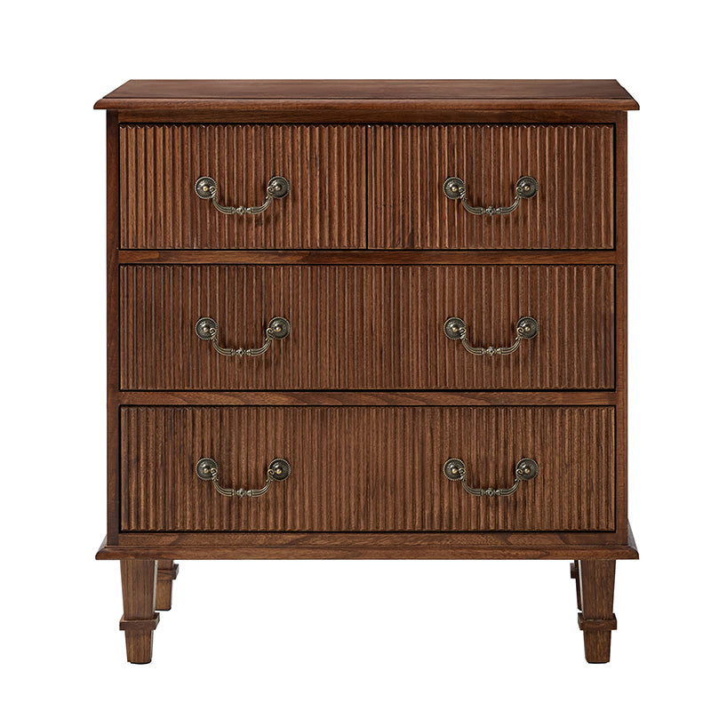 Rustic 3-Drawer Nightstand with USB Charging Station - Solid Wood Bedside Table for Bedroom, Living Room & Guest Room | Galatea Optional Types