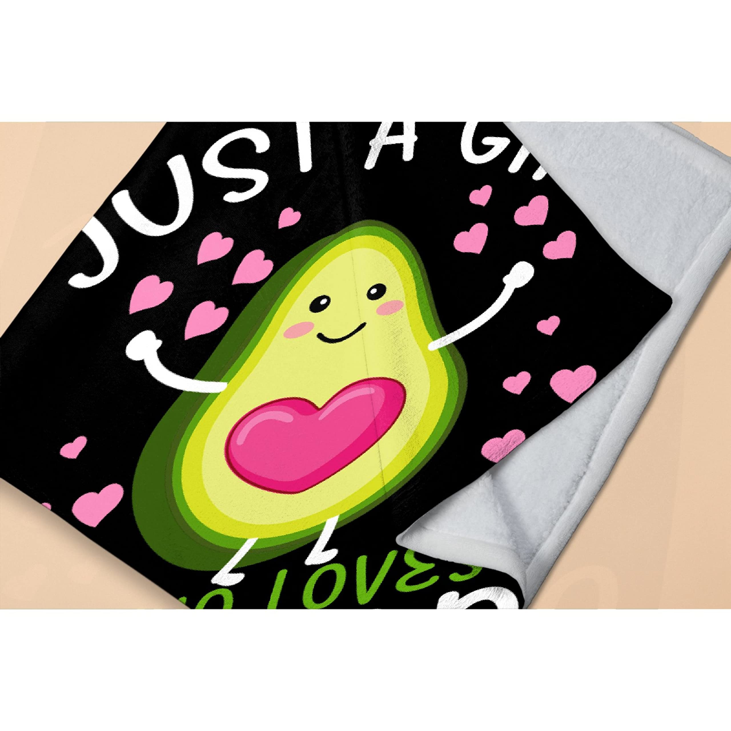 Just Girl Loves Avocado Print Soft Flannel Blanket - Cozy Lightweight Throw Quilt for Bed, Sofa & Couch - Extra Large 120