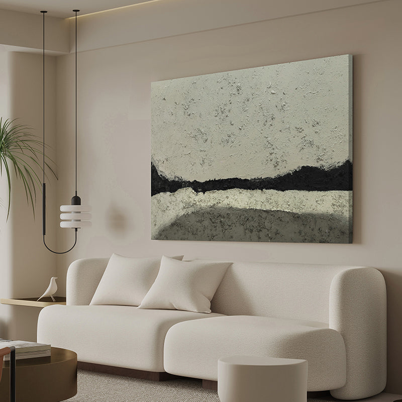 Original Handmade Mixed Media Abstract Painting - Modern Canvas Wall Art for Living Room & Bedroom Decor - Snowy Day Inspired Artwork