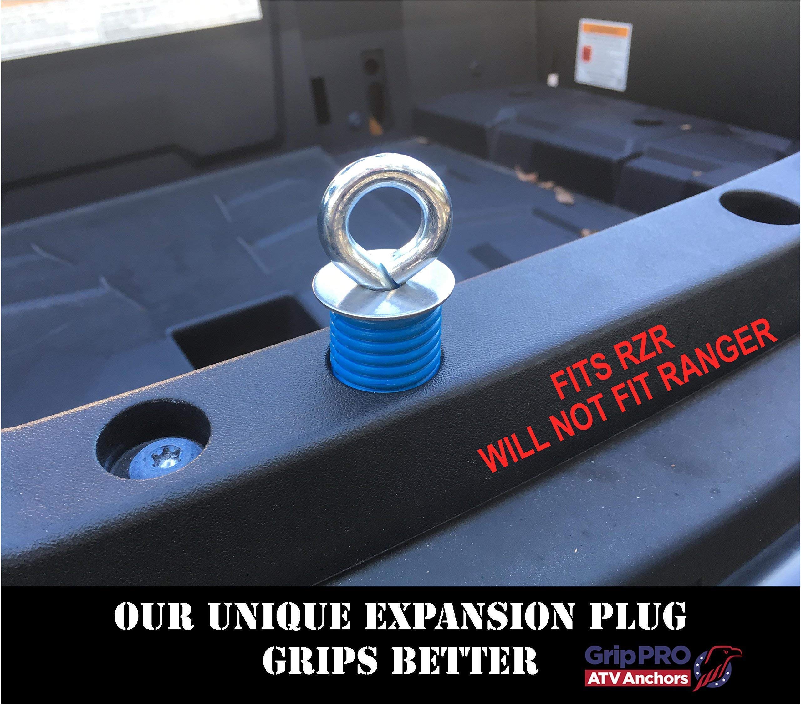 GripPRO ATV Tie Down Anchors Bundle - 4 Knob & 8 Twist Lock Anchors Compatible with Polaris RZR, Sportsman, ACE ATV (Not for Ranger/General) - Secure Your ATV for Transport, Trailering & Off-Road Storage