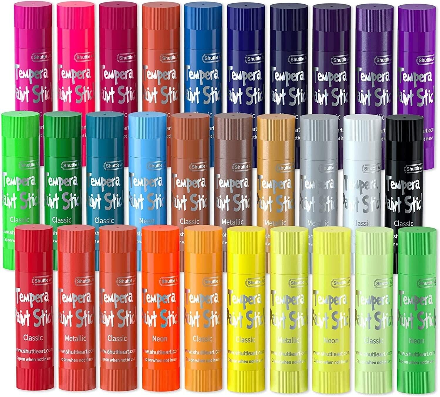 30 Colors Non-Toxic Tempera Paint Sticks for Kids - Quick Drying Solid Tempera Paints - Perfect for Classroom Art Projects, DIY Crafts & Home School Activities